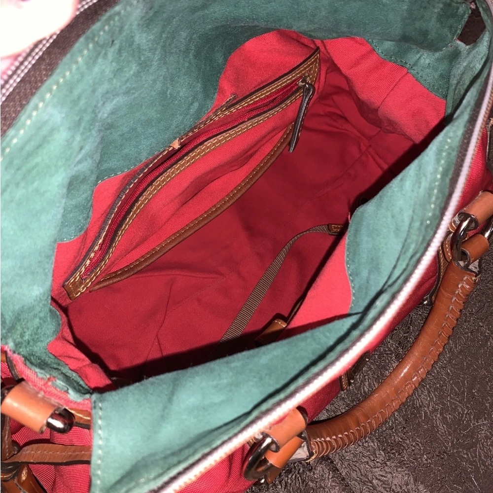 πππDooney & Bourke Coated Canvas Satchel with Tan Leather Accents - Picture 12 of 15